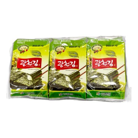 橄榄油绿茶海苔 Olive Oil& Green tea dosirak Seasoned seaweed 5gx3